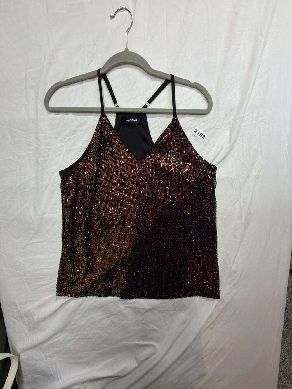 Miduo Sequin Cami Size L Multi-color Party Tank Top